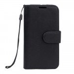 Wholesale Galaxy S6 Edge Premium Flip Leather Wallet Case with Strap (Black)